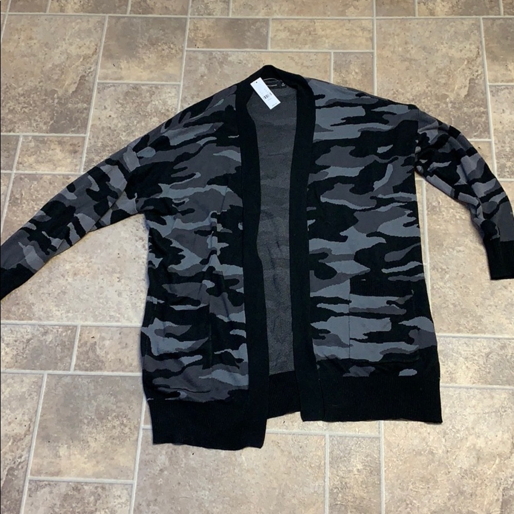 Black and grey camo fall cardigan